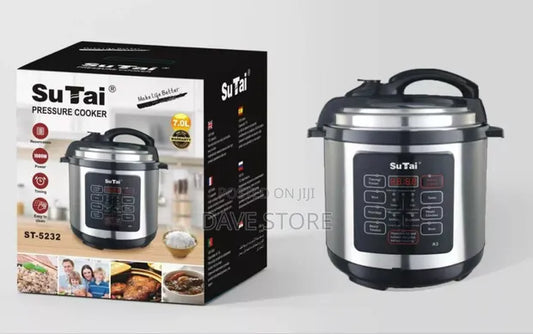 SUTIE Electric Pressure Cooker 6Liter Large Capacity with Timers, Steam Tray/Basket, On/Off Power Switch, Indicator Light(s), Cool-Touch Exterior, Auto Shut-Off