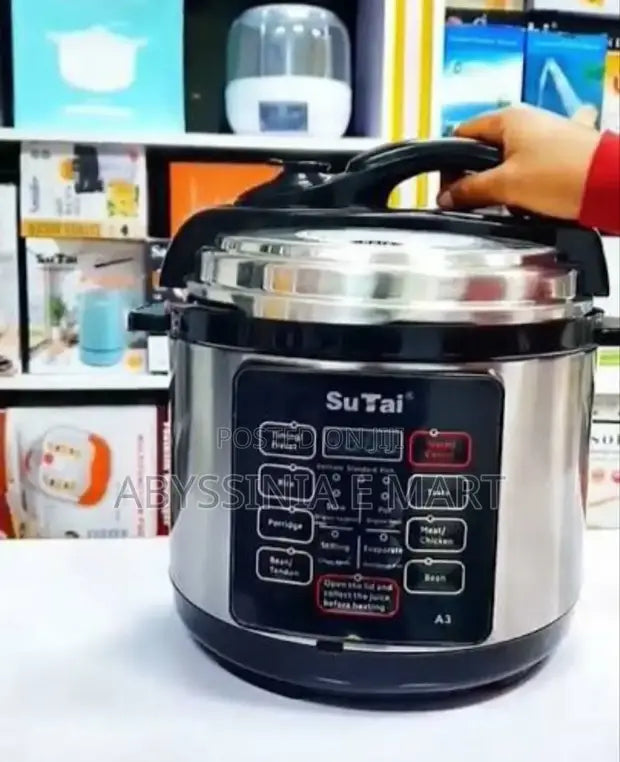 SUTIE Electric Pressure Cooker 6Liter Large Capacity with Timers, Steam Tray/Basket, On/Off Power Switch, Indicator Light(s), Cool-Touch Exterior, Auto Shut-Off