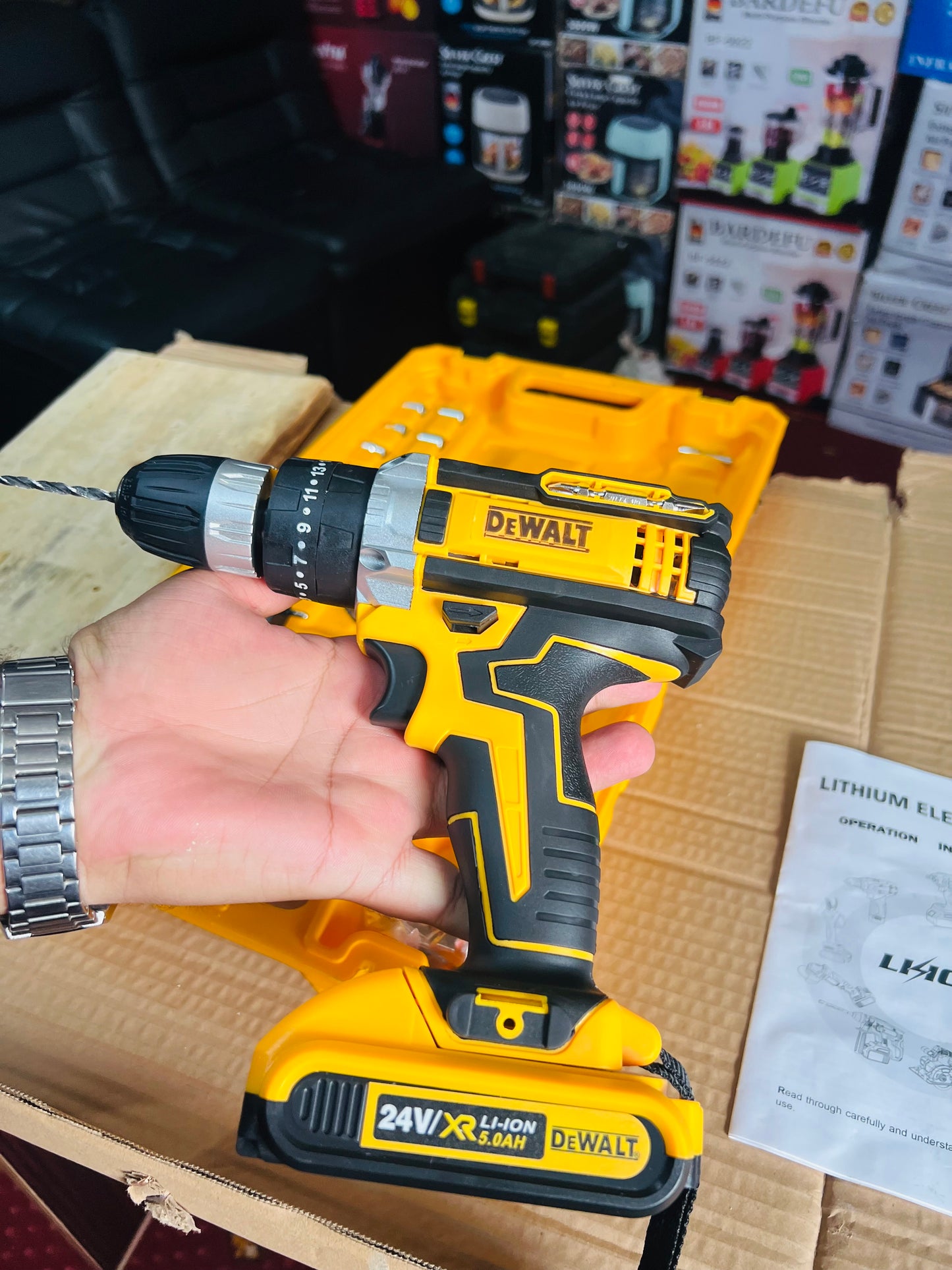 DeWalt Lott imported 24 V Rechargeable Drill machine .Tools Box  Screwdriver 2 lithium battery