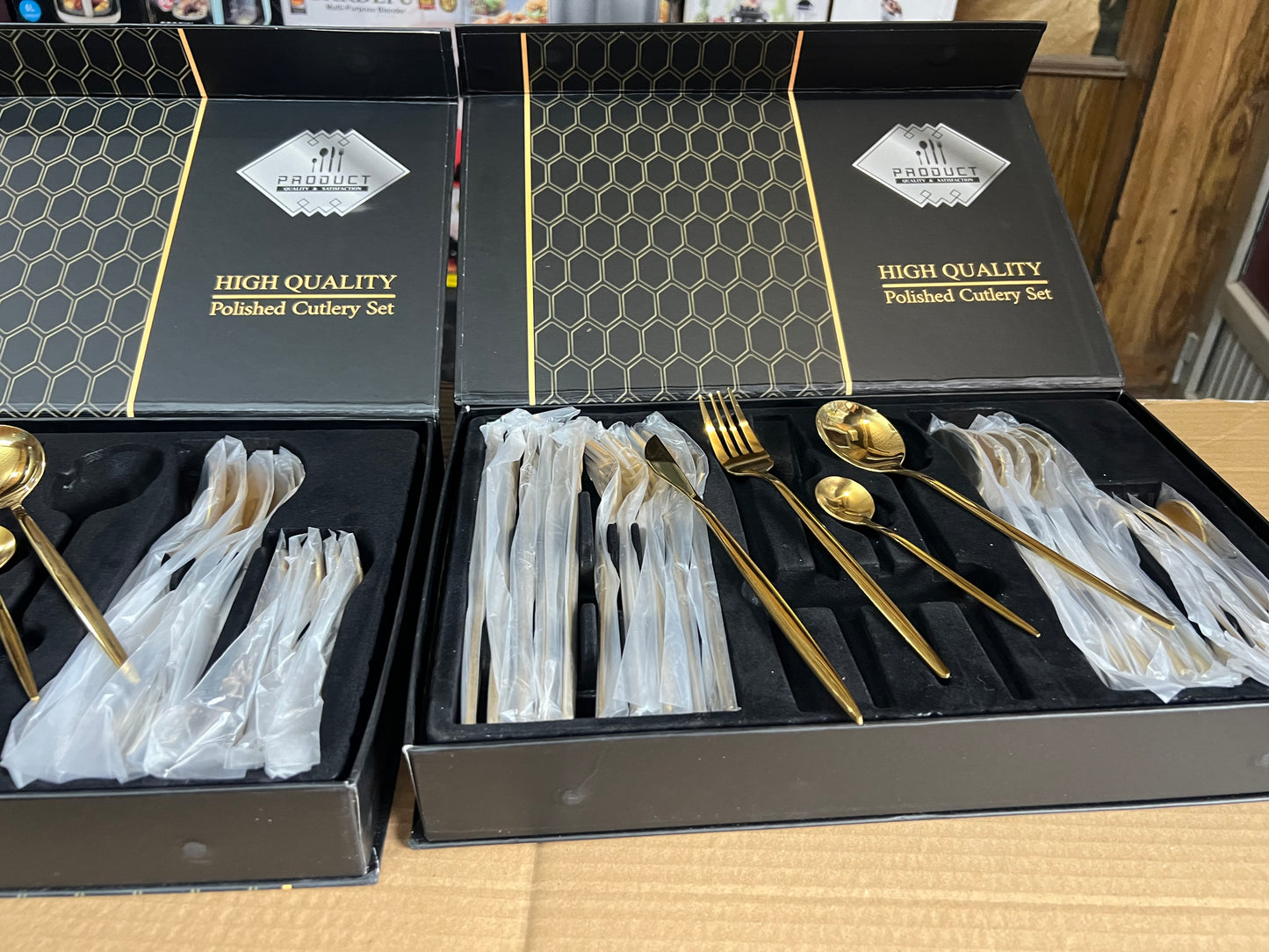 Lot Imported 24 Piece Golden  Cutlery set premium Quality