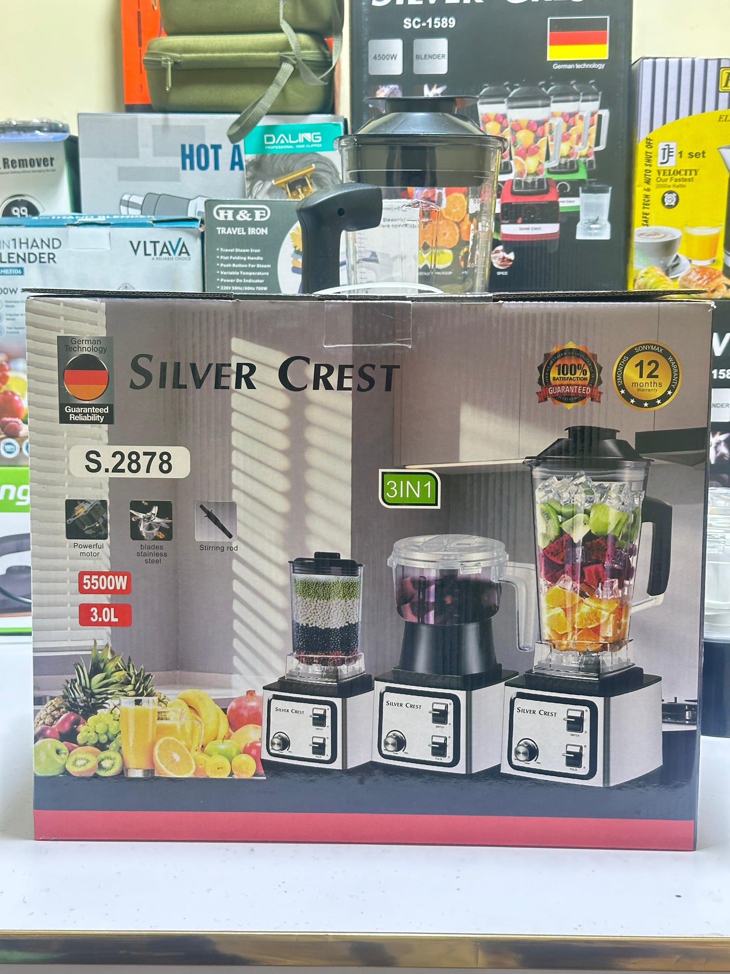 New 3in1  Heavy Duty  Silver Crest Commercial Blender 5500W Blender High Quality Pure Copper Motor Blender