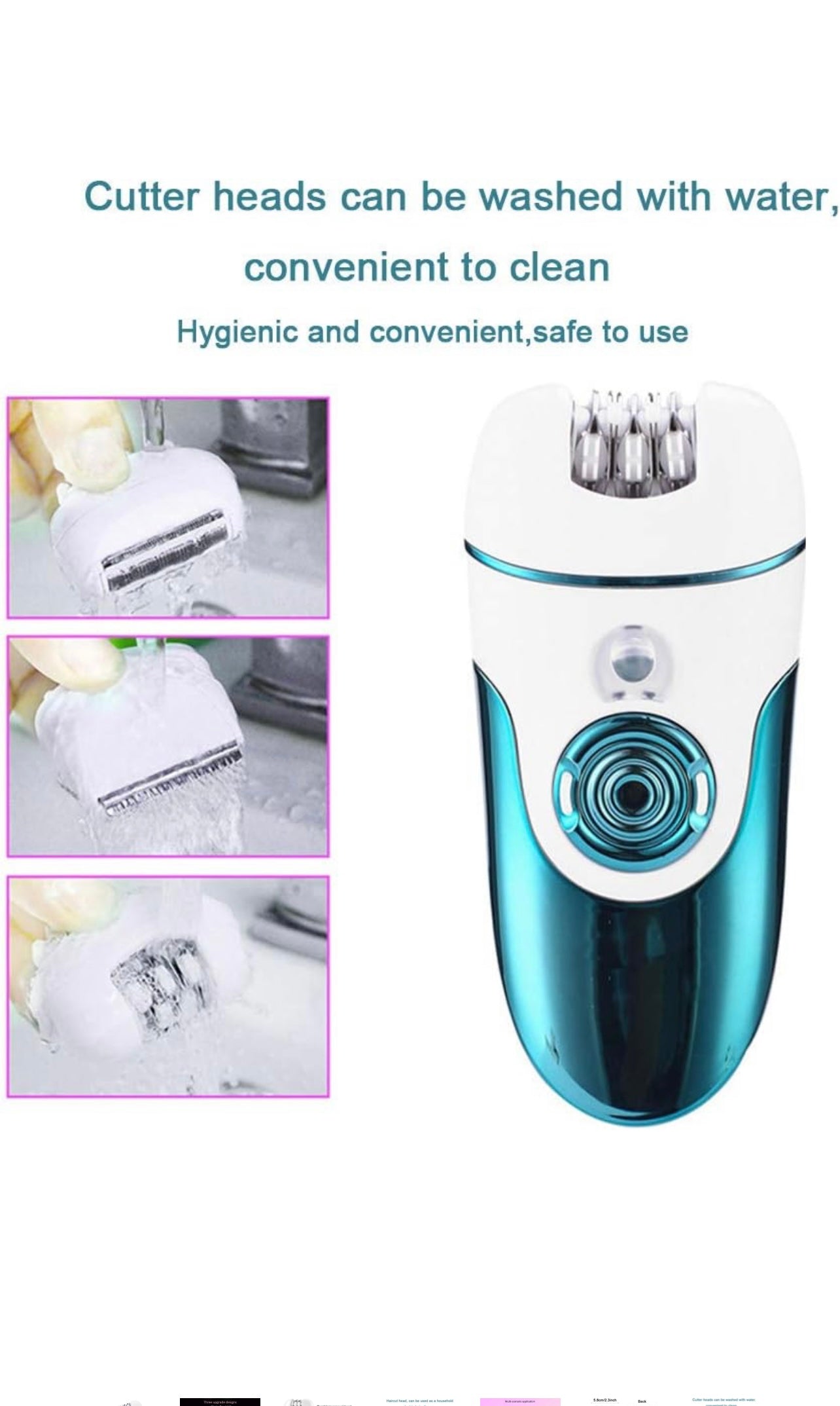 Rechargeable Electric Epilator, Hair Shaver, Clipper & Callus Remover, with Light, 4 Replaceable Cutter/Massage Head, for Female Scraping, Bikini Hair Removal, Grinding Feet