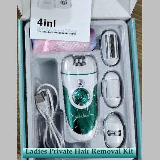 Rechargeable Electric Epilator, Hair Shaver, Clipper & Callus Remover, with Light, 4 Replaceable Cutter/Massage Head, for Female Scraping, Bikini Hair Removal, Grinding Feet